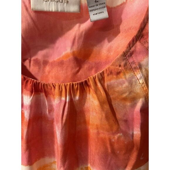 Chicos Sleeveless Blouse Womens 2 Sz L Orange Swirl Tank Top Shirt Layer casual - Picture 2 of 8